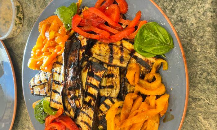 Colorful Grilled Sweet Peppers and Eggplant Brighten the Table