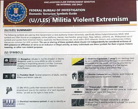 A portion of a leaked internal FBI bulletin on domestic terrorism released by Project Veritas. (Project Veritas via The Epoch Times)