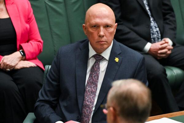 Australian federal leader of the Opposition Peter Dutton MP reacts during Question Time at Parliament House in Canberra, Australia, on July 28, 2022. (Martin Ollman/Getty Images)