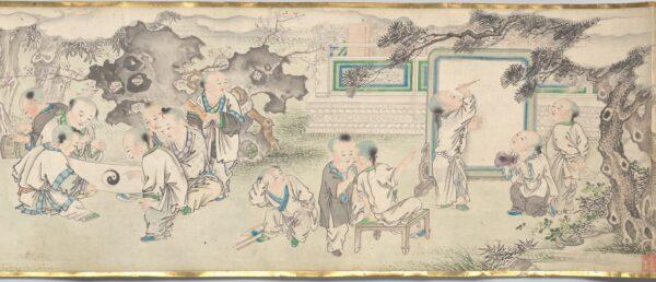 Detail of “One Hundred Children,” circa 1700–1799, by Xu Yanghong. Ink on paper; 1 foot, 1/2 inch by 22 feet, 6 1/4 inches. Purchased with the support of Rituals. Rijks Museum, Amsterdam. (Public Domain)