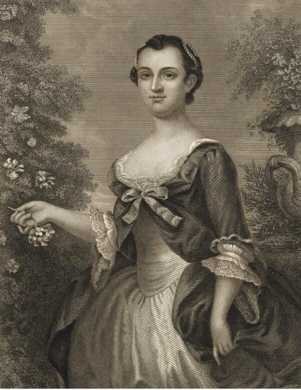 An engraved portrait of Mrs. Martha Dandridge Custis Washington, circa 1780. (bauhaus1000/DigitalVision Vectors/Getty Images）
