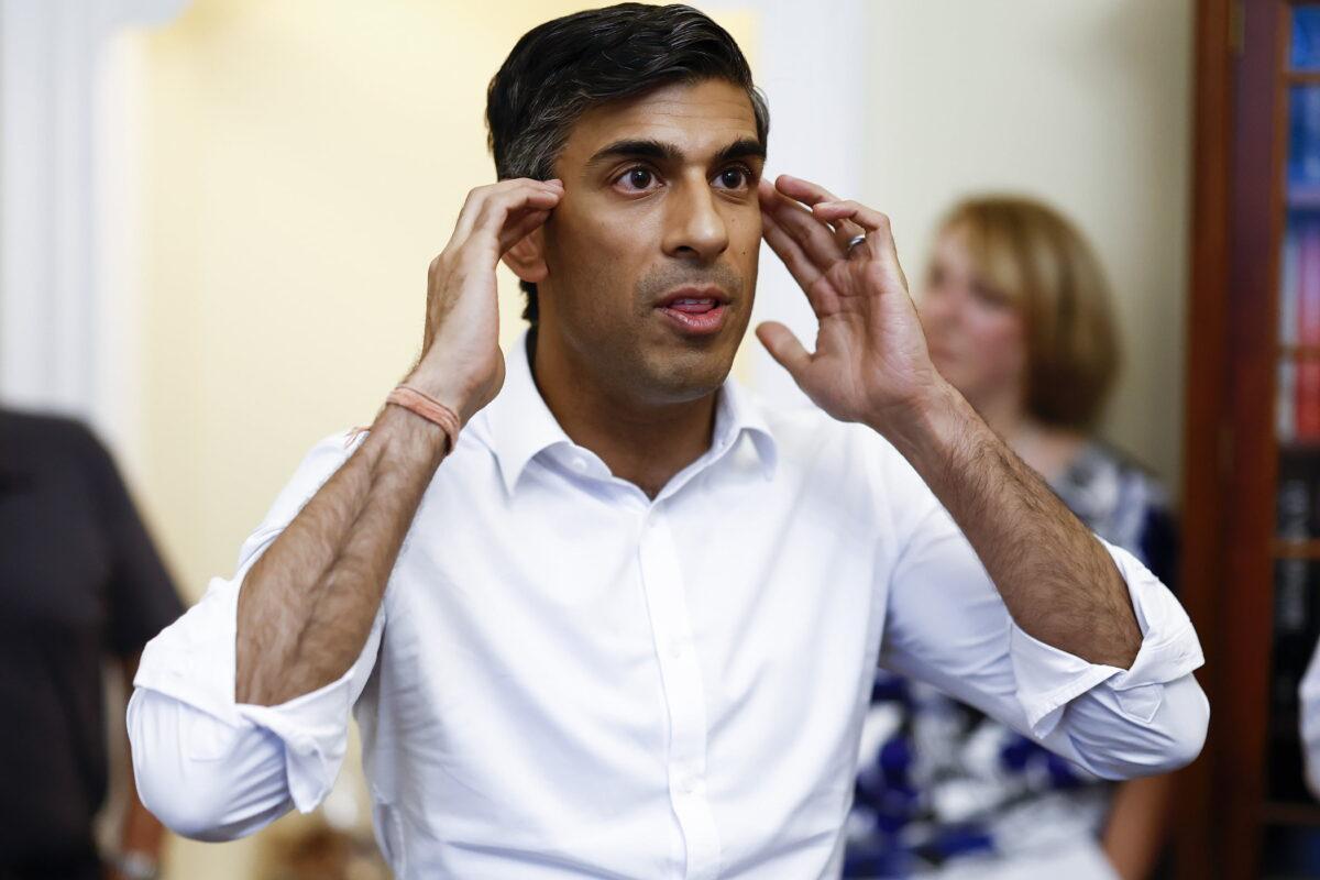 Rishi Sunak at an event in Edinburgh, Scotland, as part of the campaign to be leader of the Conservative Party and the next UK prime minister, on Aug. 6, 2022. (Jeff J Mitchell/PA Media)