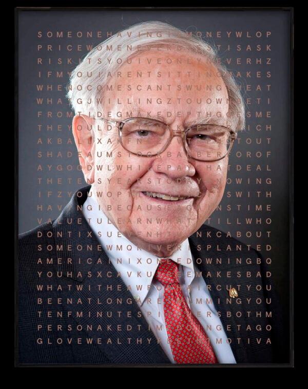 High-tech portrait of Warren Buffett that is being auctioned off to raise money for one of the billionaire’s favorite charities, Girls Inc. of Omaha. (Motiva Art via AP)