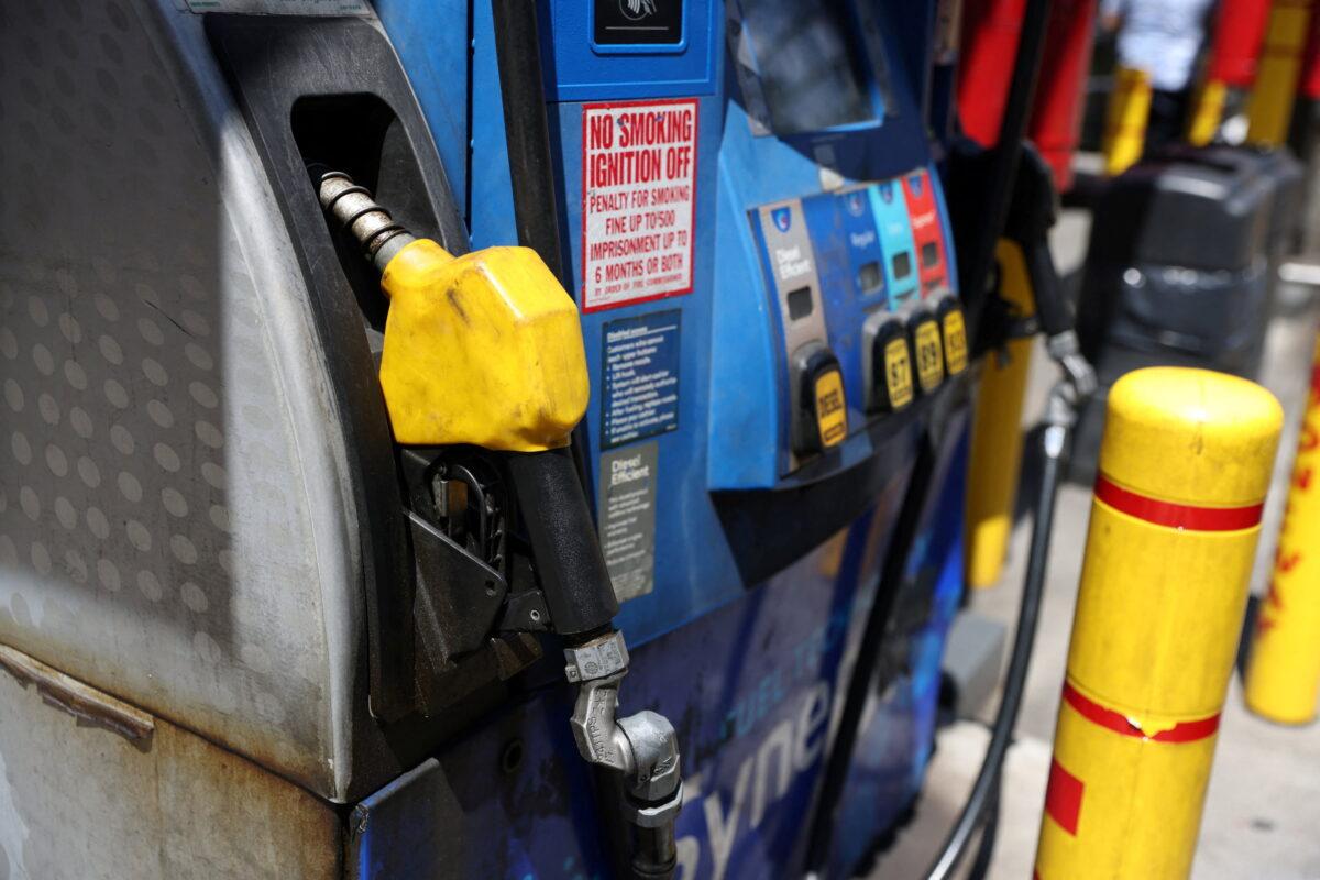  A pump is seen at a gas station in the Manhattan borough of New York on Aug. 11, 2022. (Andrew Kelly/Reuters)