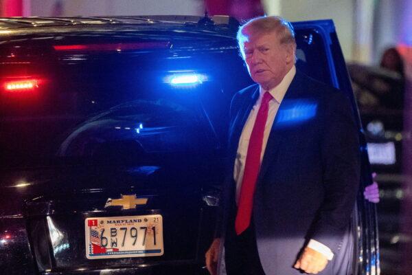 Donald Trump arrives at Trump Tower in N.Y. on Aug. 9, 2022, the day after FBI agents raided his Mar-a-Lago Palm Beach home, in Florida. (David 'Dee' Delgado/Reuters)