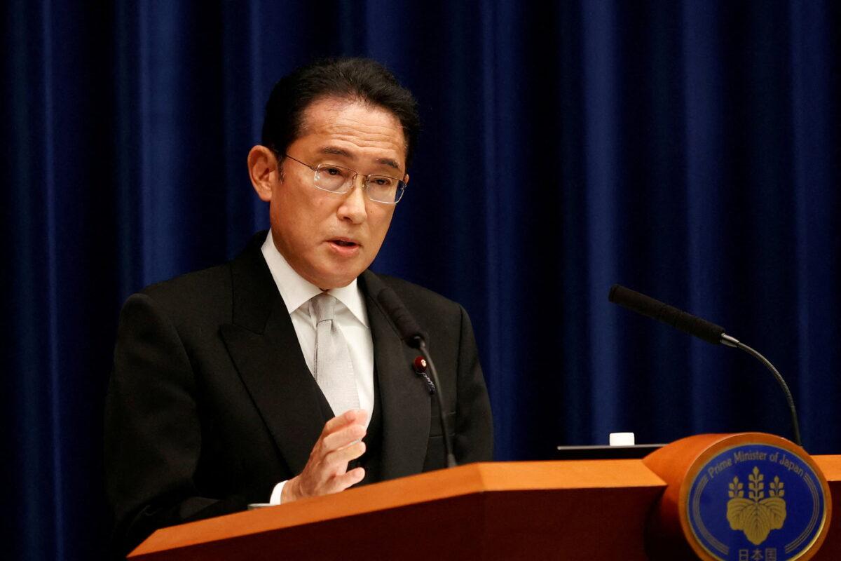Japanese Prime Minister Fumio Kishida speaks during a news conference at the prime minister's official residence in Tokyo on Aug. 10, 2022. (Rodrigo Reyes Marin/Pool via Reuters)
