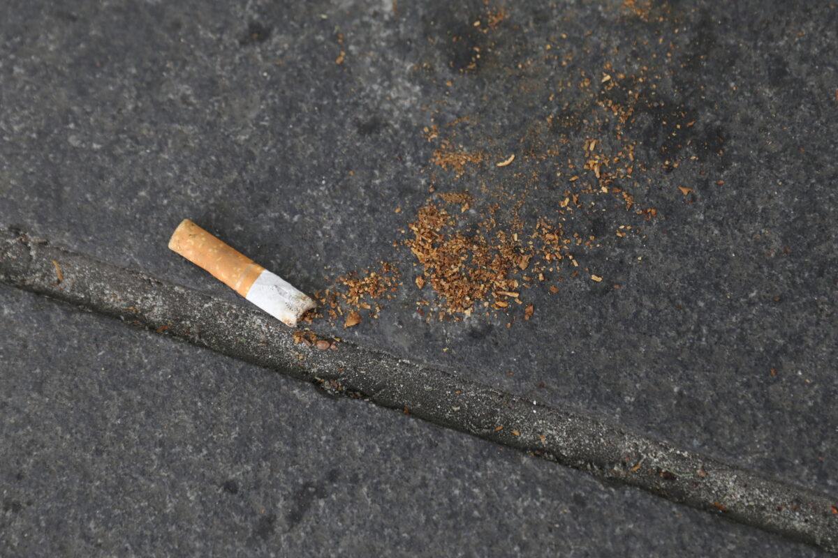 A cigarette butt lies on a street in New York on May 10, 2017. (Shannon Stapleton/Reuters)