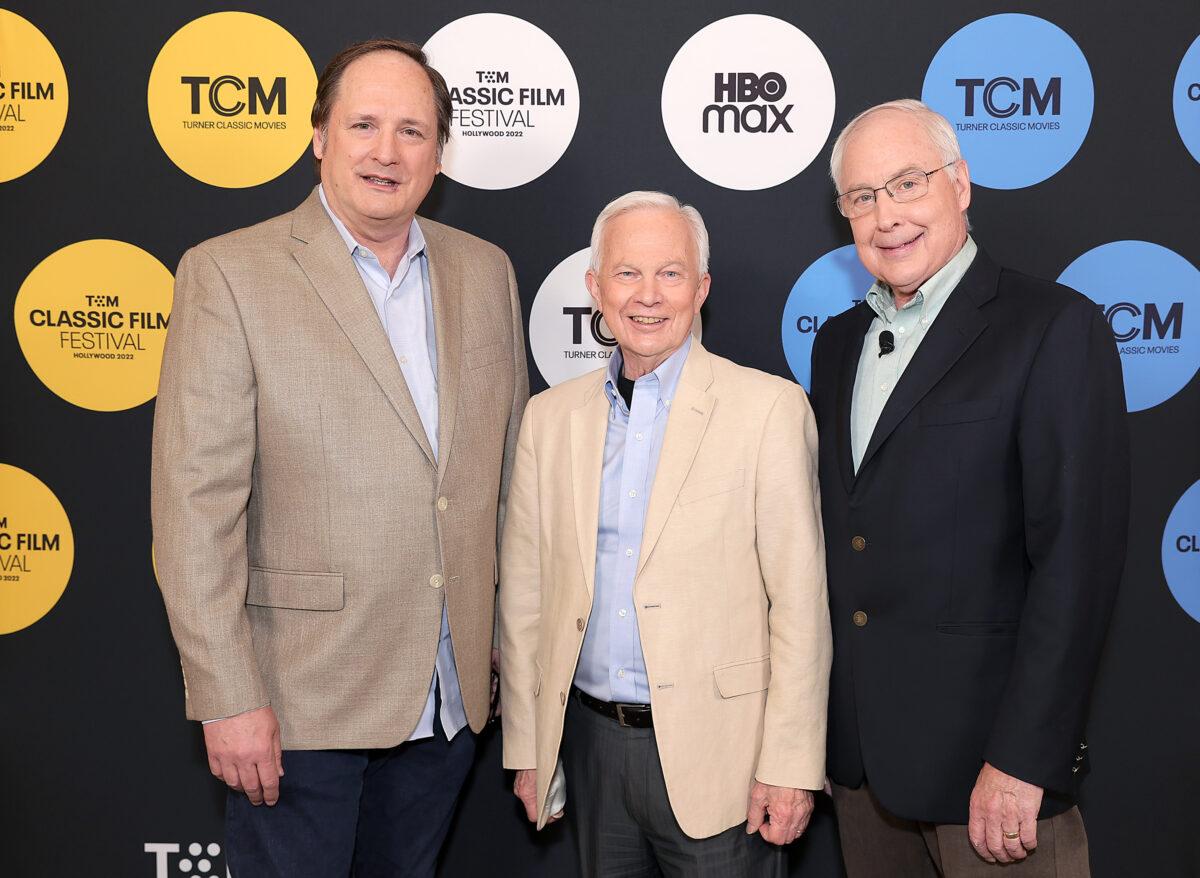 (L-R) Special guests Craig Barron, Gordon Gebert, and Ben Burtt attend the screening of "The Flame and the Arrow" during the 2022 TCM Classic Film Festival at the Hollywood Legion Theater in Los Angeles on April 23, 2022. (Emma McIntyre/Getty Images for TCM)