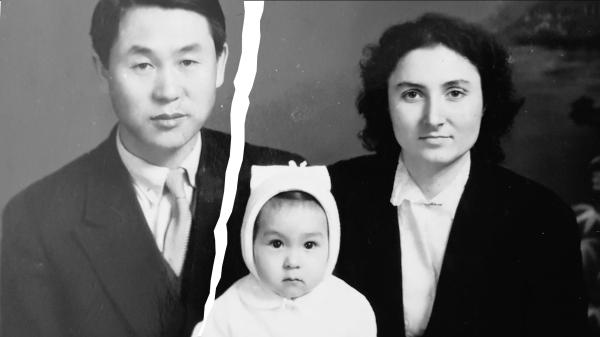 Cho Jung-ho, Mircioiu, and their daughter Mi-ran. This is their last family picture taken in Pyongyang, the capital of North Korea, in 1962. (Courtesy of Director Kim Deog-Young)
