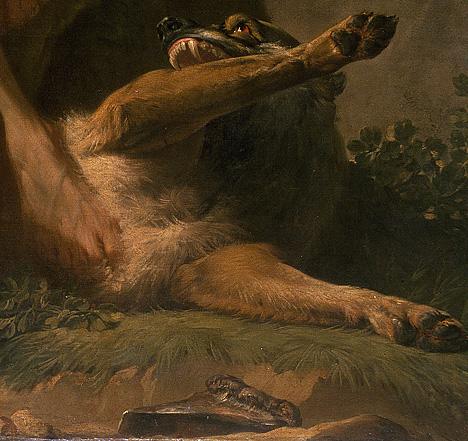 A detail of “The Death of Milo of Croton,” 1761, by Jean Jacques Bachelier. Oil on canvas, 96 inches by 75 inches. National Gallery of Ireland. (CC BY-SA 4.0)