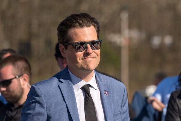 Rep. Matt Gaetz (R-Fla.) attends a rally for former President Donald Trump at the Banks County Dragway on March 26, 2022, in Commerce, Georgia. (Photo by Megan Varner/Getty Images)