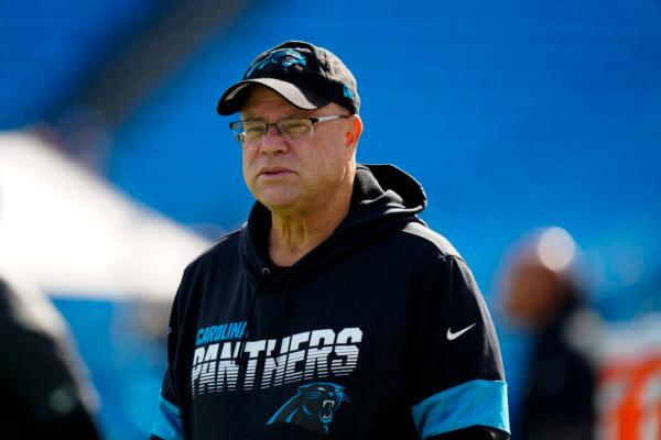 Carolina Panthers owner David Tepper watches during warm-ups before an NFL game against the New England Patriots in Charlotte, N.C., on Nov. 7, 2021. (Jacob Kupferman/AP Photo)
