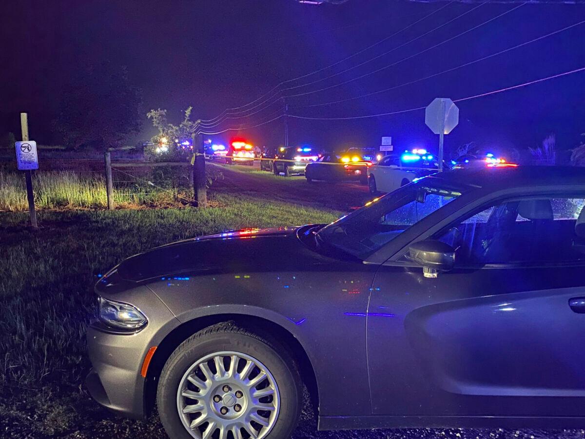 The scene of a deputy-involved incident on Battle Bridge Road, near Auburn-Knightdale Road in Wake County, N.C., on Aug. 11, 2022. (Wake County Sheriff's Office via AP)