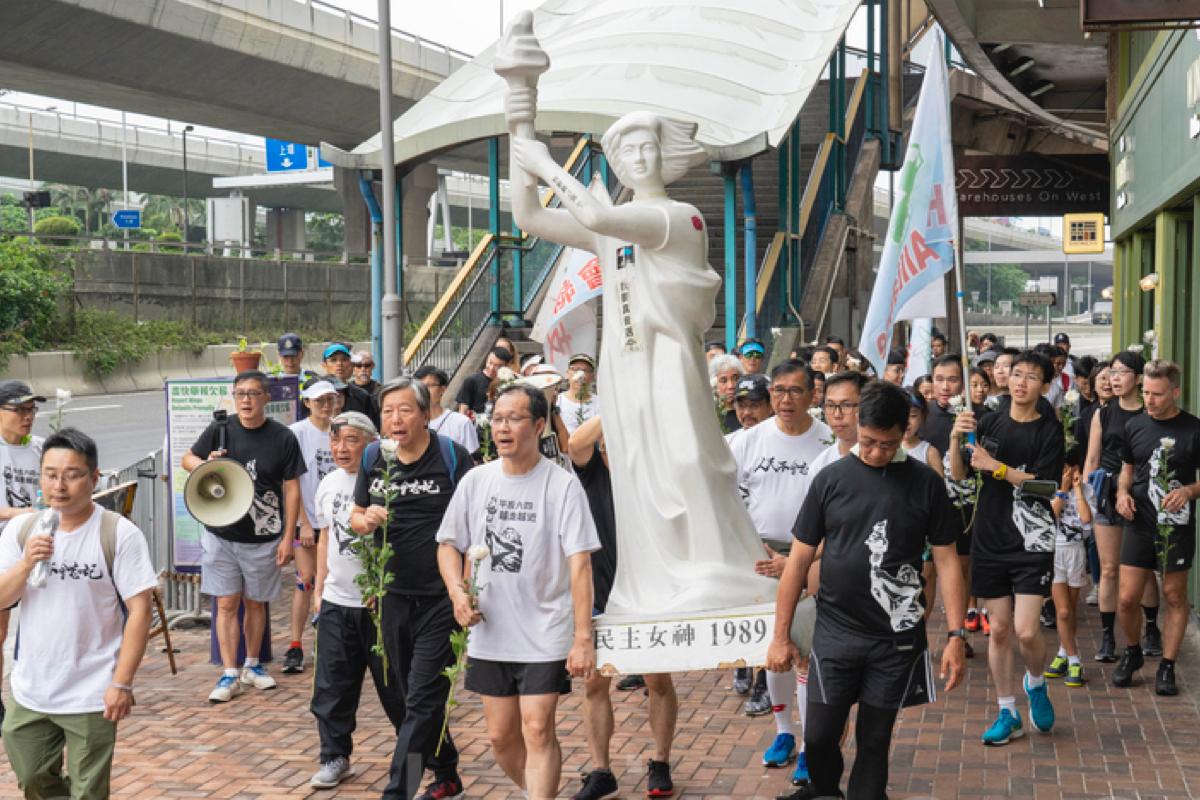 The Alliance held a march to commemorate June 4 in  April 2019. (Li Yi/The Epoch Times)