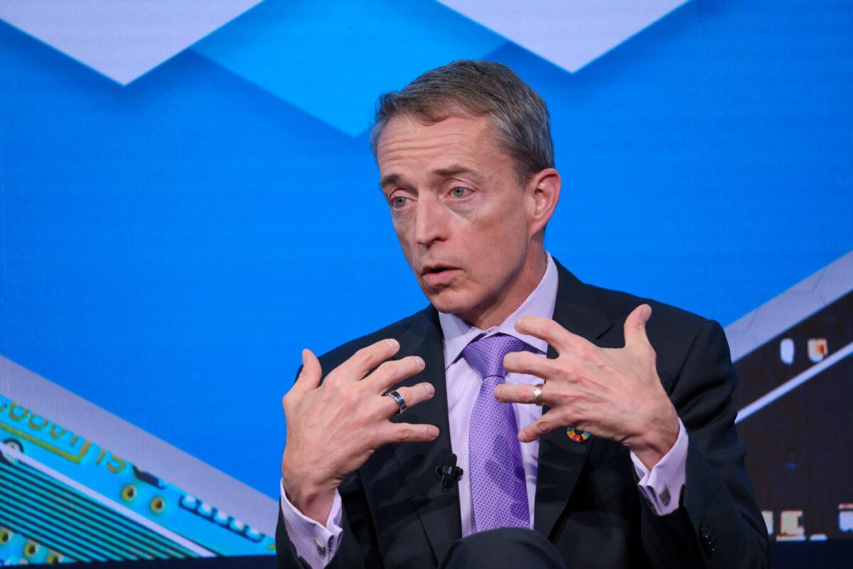 Intel Corp. CEO Pat Gelsinger speaks during a panel session of the World Economic Forum (WEF) in Davos, Switzerland, on May 25, 2022. (Hollie Adams/Bloomberg via Getty Images)