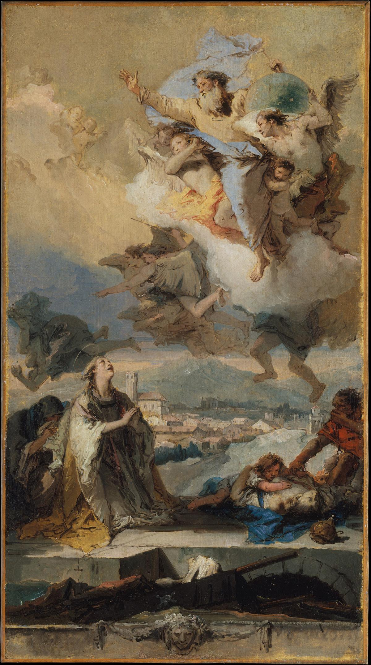 Hope is a word associated with spiritual intervention. "Saint Thecla Praying for the Plague-Stricken," circa 1758–1759, by Giovanni Battista Tiepolo. Oil on canvas. Metropolitan Museum of Art, New York. (Public Domain)