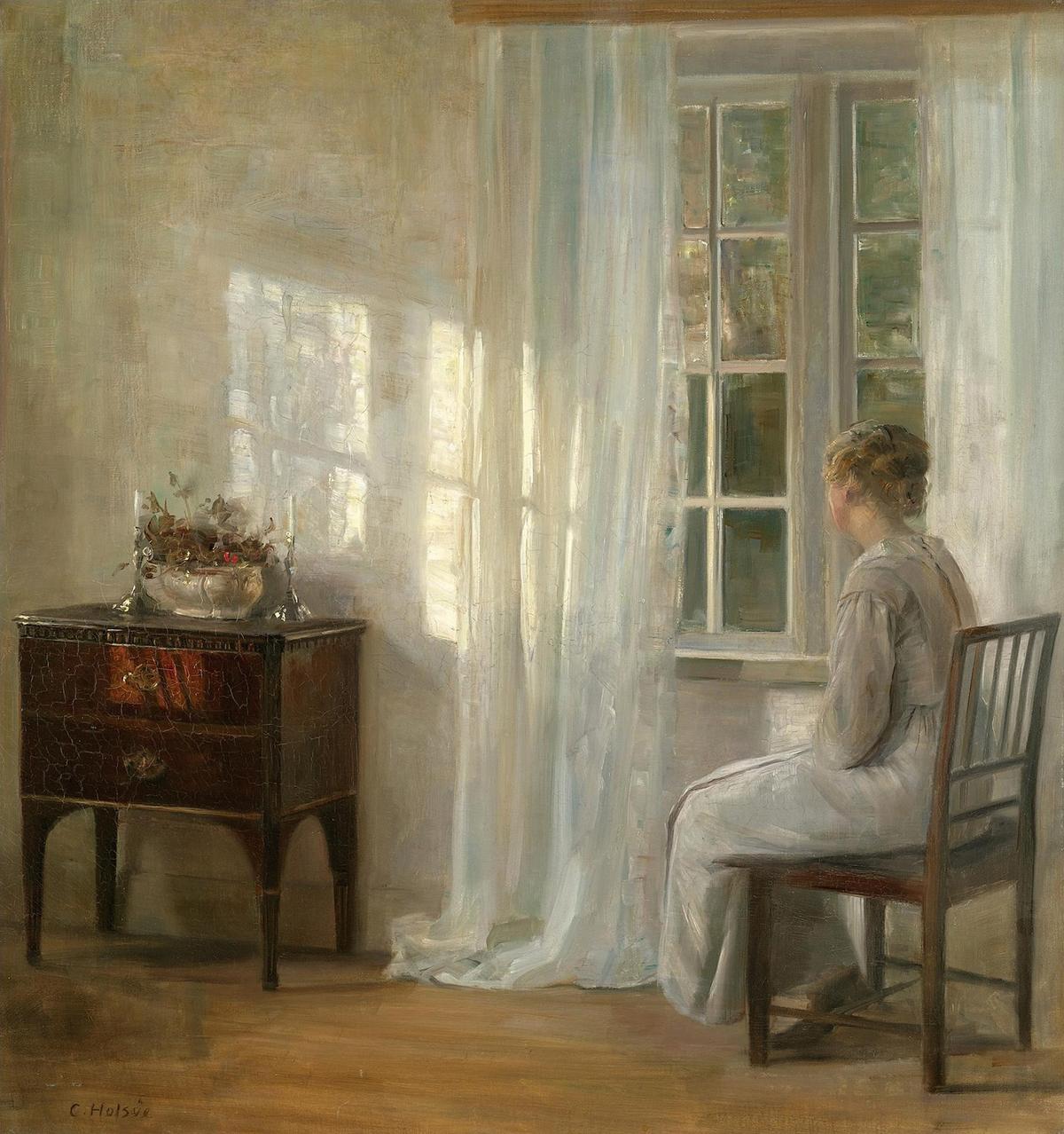 Do we wait with expectations or in a state of hopelessness? "Waiting by the Window," before 1935, by Carl Holsoe. (Public Domain)