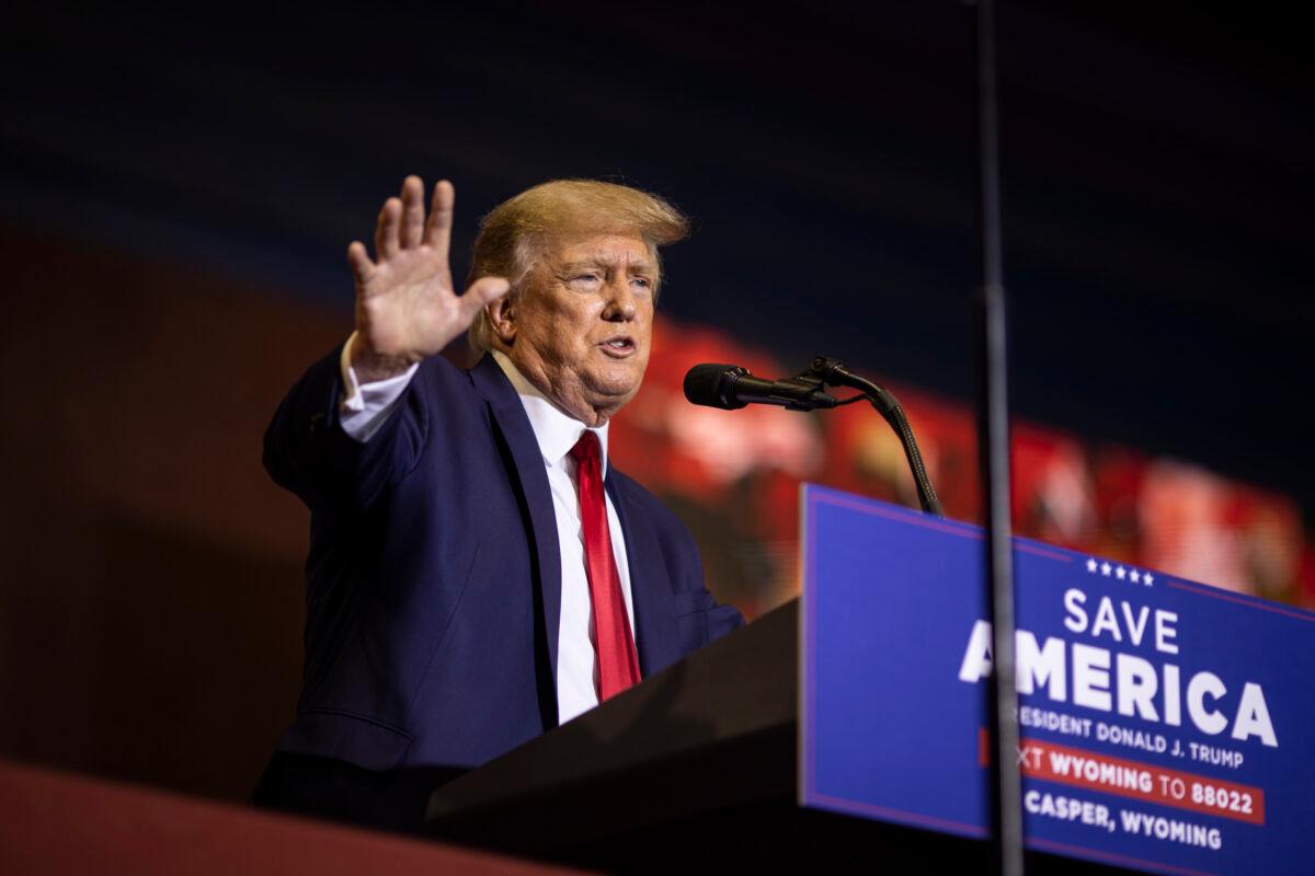 Former President Donald Trump speaks at a rally Casper, Wyoming, on May 28, 2022. (Chet Strange/Getty Images)