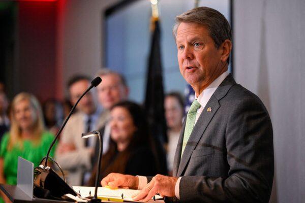 Georgia governor Brian Kemp pictured during a dinner reception in Atlanta, Ga., on June 6, 2022. (Laurie Dieffembacq/Belga Mag/AFP via Getty Images)