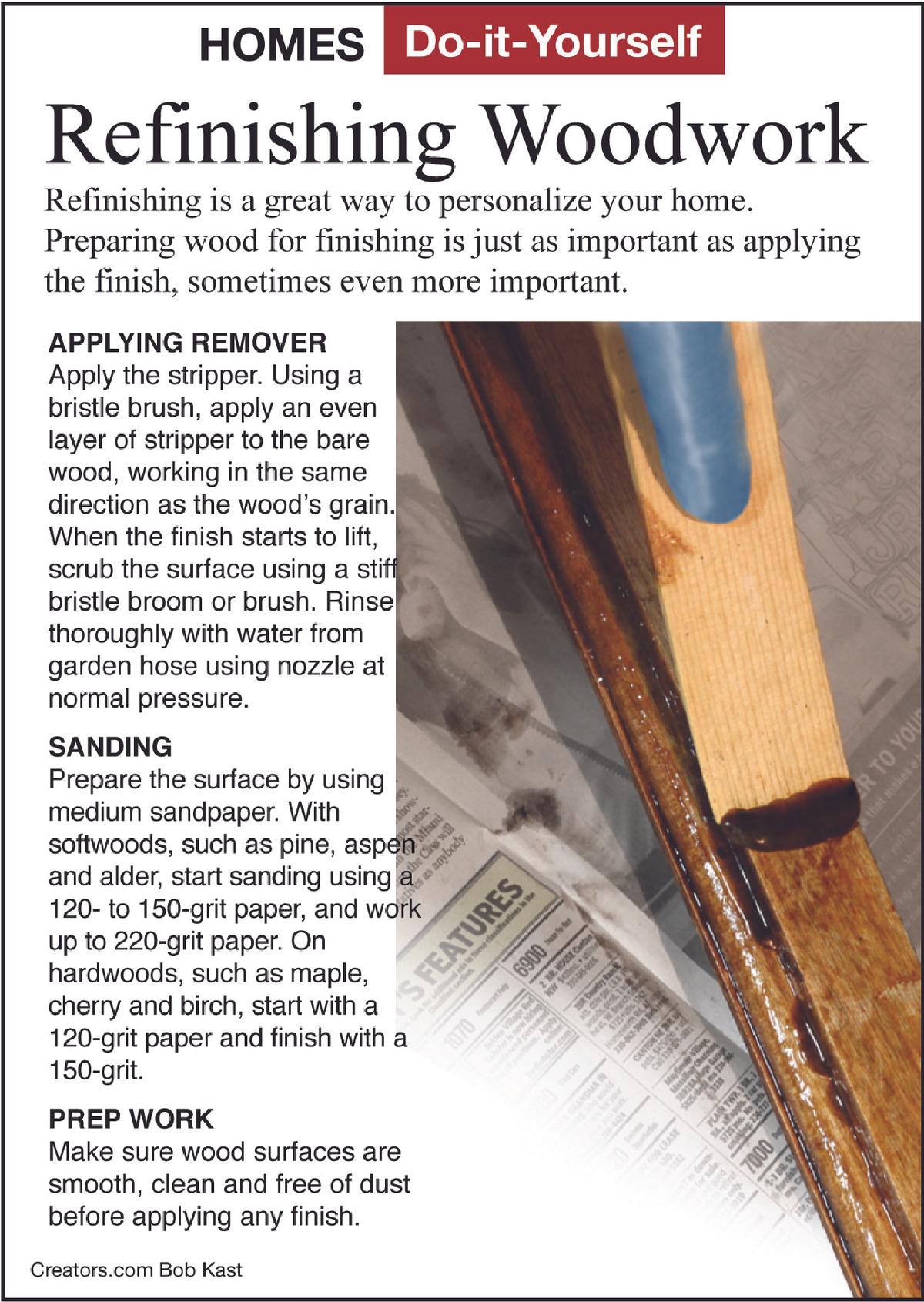 refinishing woodwork tip sheet