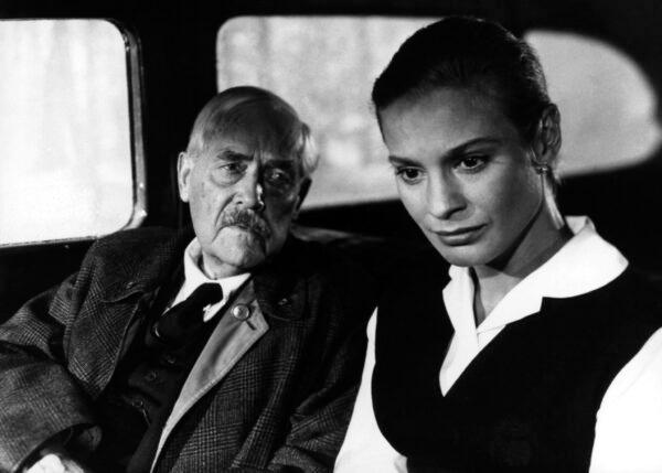 David Sjostrom as Isak Borg and Ingrid Thulin as his daughter-in-law Marianne on the way to receiving Isak's Doctor Jubilaris honor in "Wild Strawberries." (Criterion Collection)