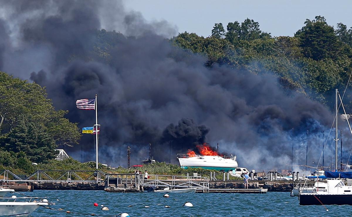 Large Fire Consumes Boats, Buildings, Vehicles at Boatyard