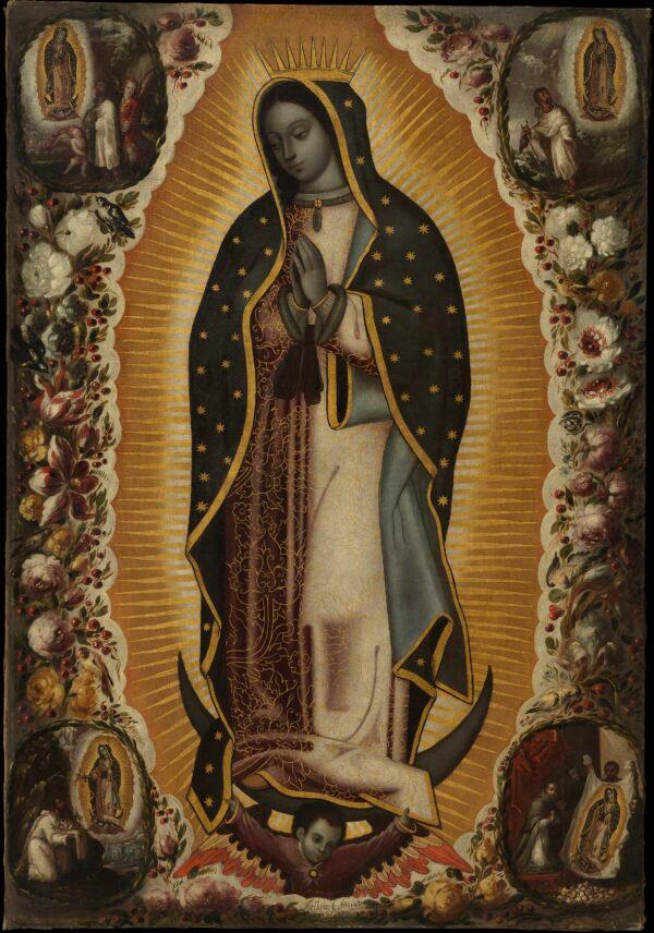 "Virgin of Guadalupe," Mexico, 1691, by Manuel de Arellano and Antonio de Arellano. Oil on canvas; 71 4/8 inches by 48 5/8 inches. Purchased with funds provided by the Bernard and Edith Lewin Collection of Mexican Art Deaccession Fund, Los Angeles County Museum of Art. (Public Domain)
