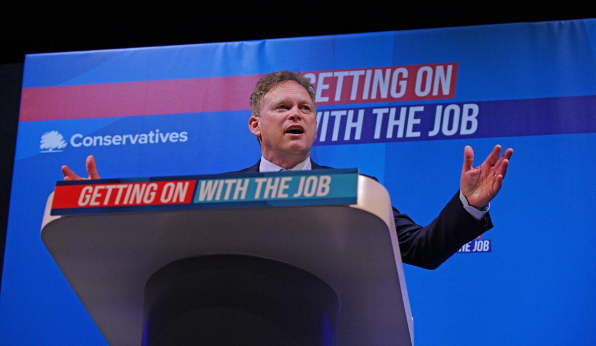 Grant Shapps speaking to the Conservative Party conference in Manchester in October 2021. (Peter Byrne/PA)
