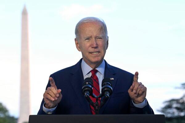 As he announces that a U.S. airstrike killed al-Qaida leader Ayman al-Zawahri in Afghanistan, President Joe Biden speaks from the Blue Room Balcony of the White House in Washington, Aug. 1, 2022. (Jim Watson/Pool via AP)