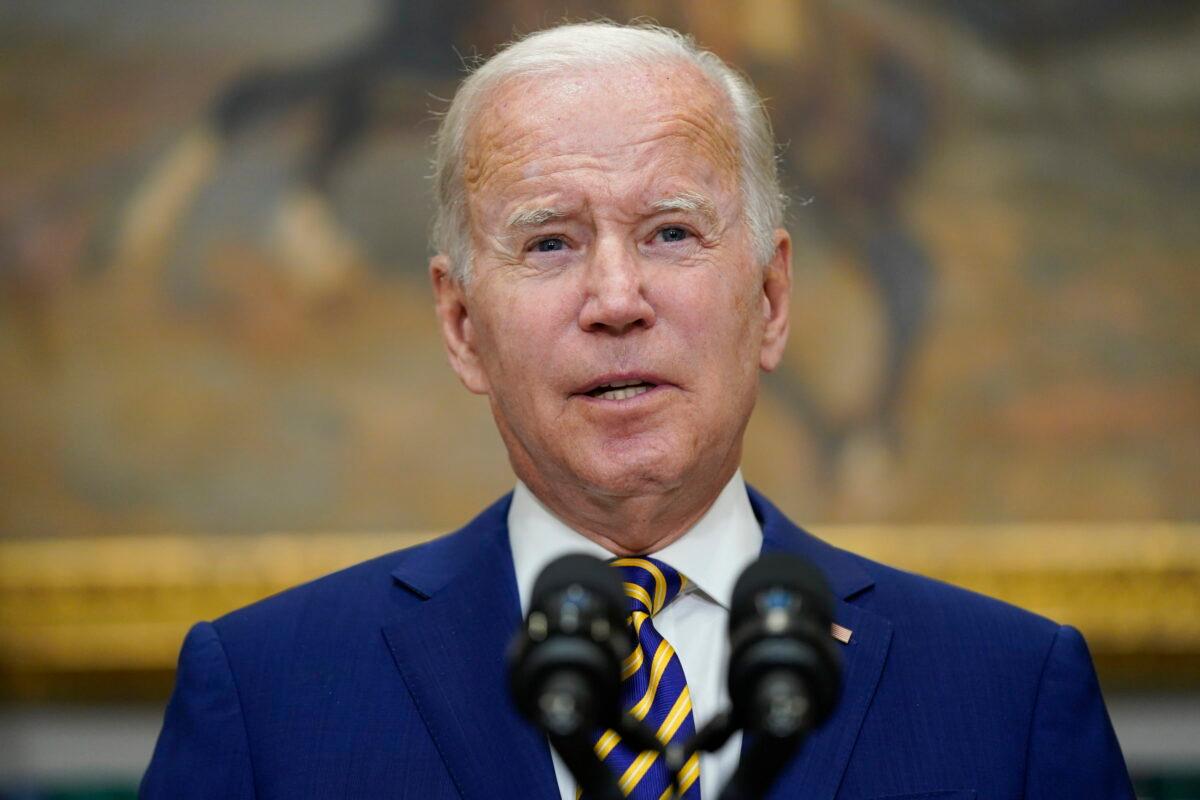 President Joe Biden speaks about student loan debt forgiveness in the Roosevelt Room of the White House in Washington on Aug. 24, 2022. (Evan Vucci/AP Photo)