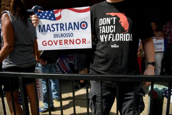 Supporters gather at the Unite and Win Rally in support of Pennsylvania Republican gubernatorial candidate Doug Mastriano where Florida Governor Ron DeSantis was also speaking at the Wyndham Hotel in Pittsburgh, Pa. on Aug. 19, 2022. (Jeff Swensen/Getty Images)