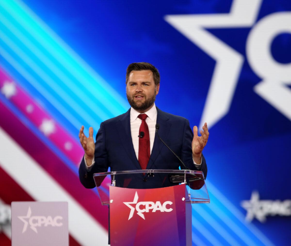 J.D. Vance, Ohio Republican Senate candidate, speaks at the Conservative Political Action Conference in Dallas, Texas, at the Hilton Anatole on Aug. 5, 2022. (Bobby Sanchez/The Epoch Times)