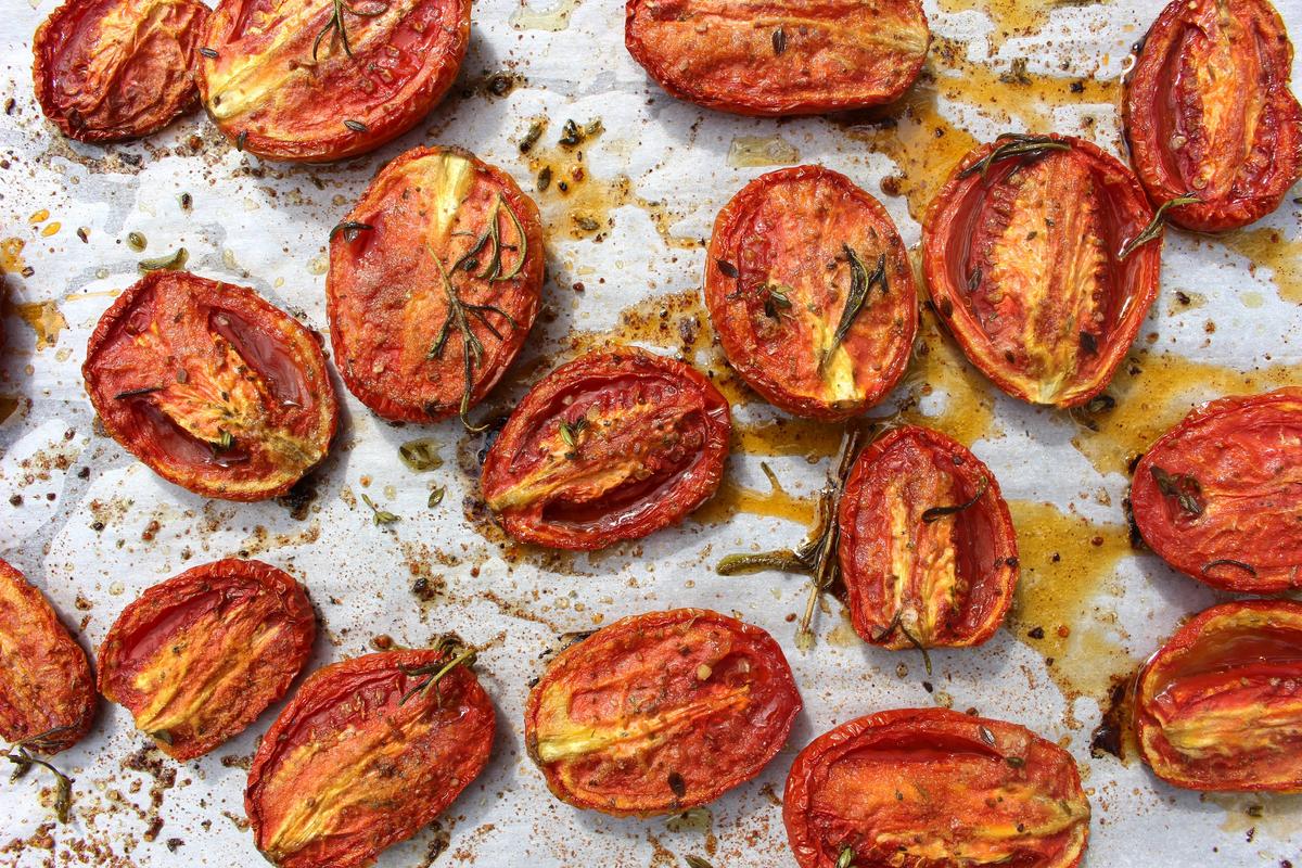 Roasting tomatoes low and slow draws out their natural sweetness and concentrates their flavor. (Stephanie Thurow)