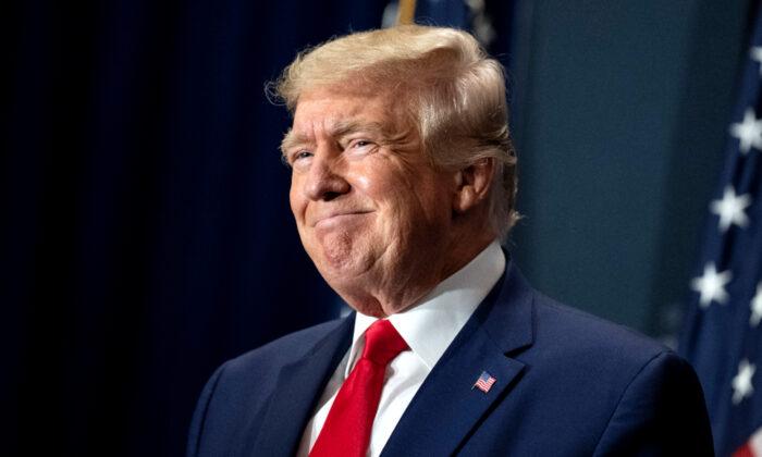 Former President Donald Trump speaks during the America First Agenda Summit, at the Marriott Marquis Hotel in Washington on July 26, 2022. (Drew Angerer/Getty Images)