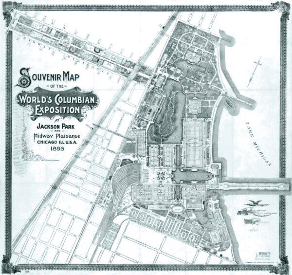 A souvenir map of the 1893 Chicago World’s Fair, held at Jackson Park and Midway Plaisance. (Library of Congress)