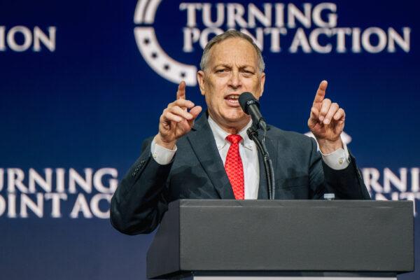 Rep. Andy Biggs (R-Ariz.) speaks during the Rally To Protect Our Elections conference in Phoenix on July 24, 2021. (Brandon Bell/Getty Images)