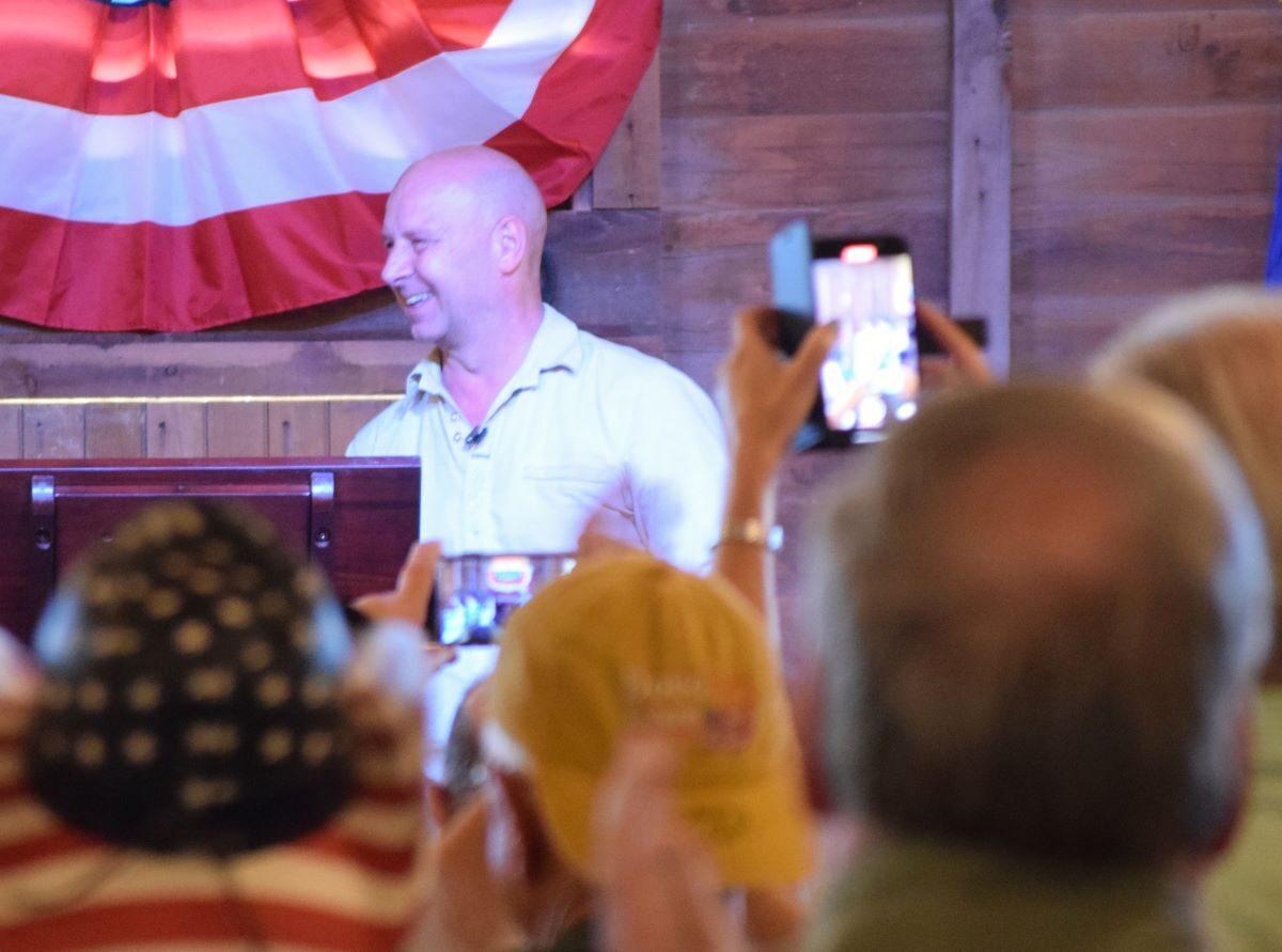 Pennsylvania state Sen. Doug Mastriano, Republican nominee for governor, speaks at a campaign rally at the Star Barn in Elizabethtown, Pa., on Aug. 24, 2022. (Beth Brelje/The Epoch Times)