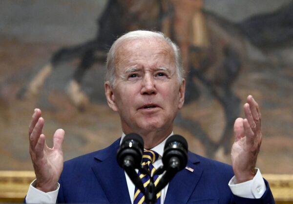 President Joe Biden speaks during a press conference at the White House in Washington on Aug. 24, 2022. (Olivier Douliery/AFP via Getty Images)