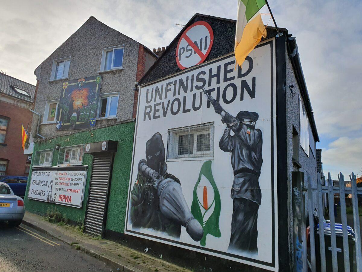 The head office of Saoradh, the political wing of the New IRA, in Derry, Northern Ireland, in October 2019. (Chris Summers/The Epoch Times)