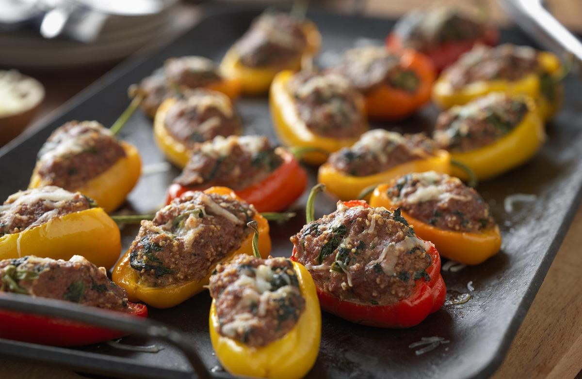 Stuffed Baby Bell Peppers With Ground Beef and Couscous
