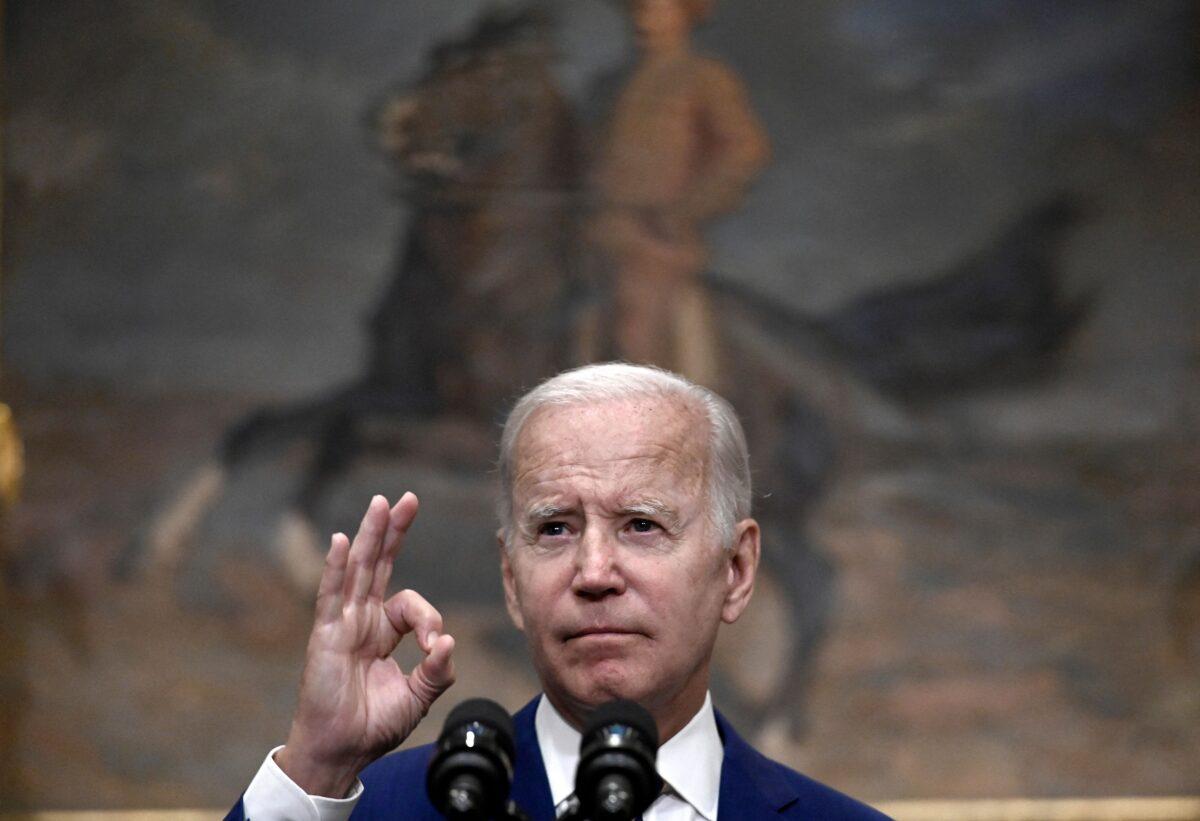 President Joe Biden announces student loan relief in the Roosevelt Room of the White House in Washington on Aug. 24, 2022. (Olivier Douliery/AFP via Getty Images)