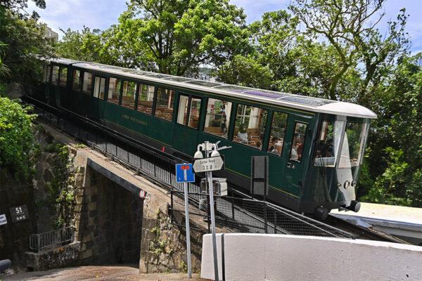 The Peak Tram which has been closed for more than a year reopens on Aug. 27. 2022. (Sung Pi-Lung/The Epoch Times)