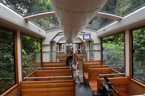 The new tram can carry 210 people. Aug. 26, 2022. (Sung Pi-Lung/The Epoch Times)