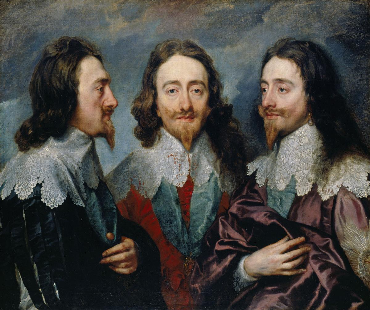 "Charles I in Three Positions," 1635, by Anthony van Dyck. Oil on canvas. Royal Collection, UK. (Public Domain)