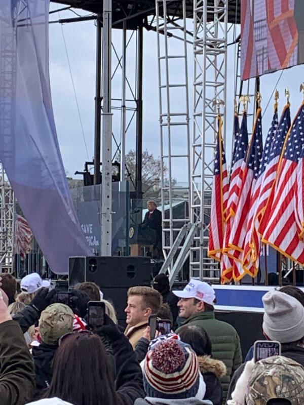 Photo of President Donald Trump speaking at the ellipse in Washington, D.C. on Jan. 6, 2021, while assisting the United States Secret Service with crowd control. (Courtesy of Mark Clarke)