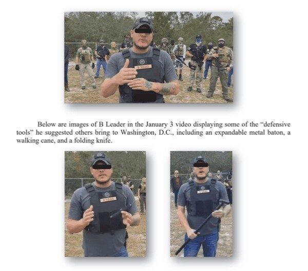  Screenshot of images taken from video tutorial filmed by an unnamed man suspected to be Jeremy Liggett advising people to bring "defensive tools" to Washington, D.C. on January 6, 2021. (Criminal complaint)