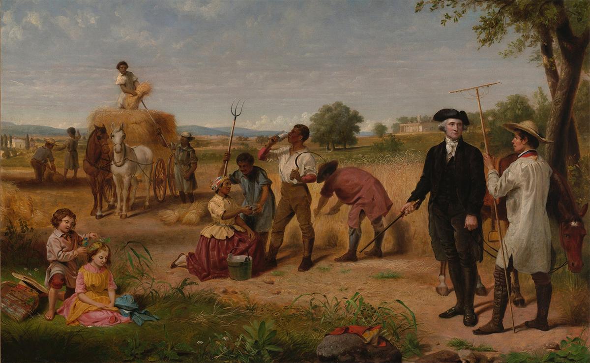 George Washington promptly proceeded to lay down his supreme authority and head back to farming at Mount Vernon. "Washington as Farmer at Mount Vernon," 1851, by Junius Brutus Stearns. Virginia Museum of Fine Arts, Richmond. (Public Domain)