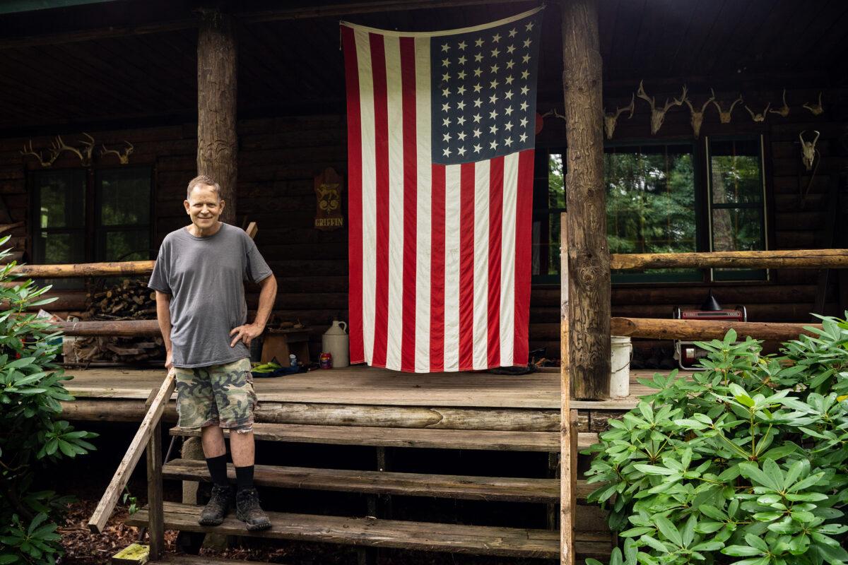 Mark Griffin at his home in Canadensis, Pa., on Aug. 1, 2022. (Petr Svab/The Epoch Times)
