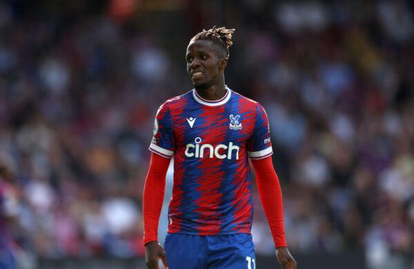 Wilfried Zaha of Crystal Palace during the Premier League match between Crystal Palace and Aston Villa at Selhurst Park in London, England on August 20, 2022. (Photo by Christopher Lee/Getty Images)