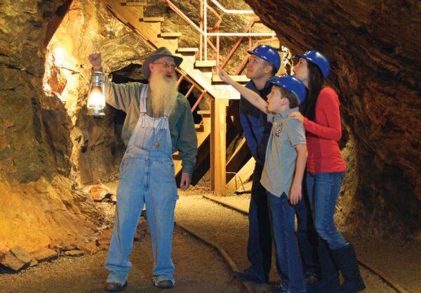 A mine tour takes visitors 200 feet underground to experience life as a miner at the turn of the 20th century. (Courtesy of DISCOVER DAHLONEGA)